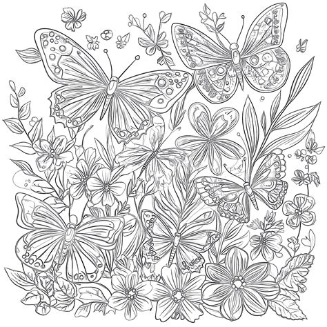 Coloring Pictures Of Flowers And Butterflies | Coloring Pages Mimi Panda