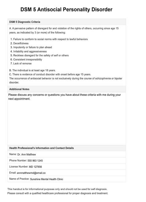 DSM 5 Antisocial Personality Disorder & Example | Free PDF Download