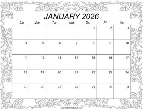 Printable January 2026 Calendar