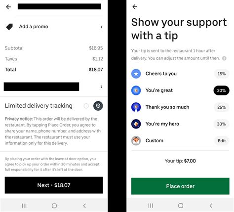 Uber Eats default 20% tip option is significantly higher than 20% ($18. ...