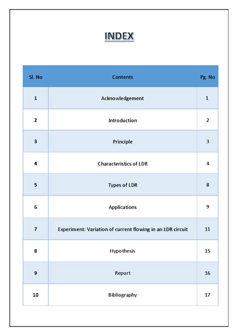 LDR project and its uses - Sl. No Contents Pg. No 1 Acknowledgement 2 ...