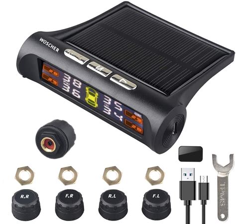 Crevizon Car Tire Pressure Monitoring System 4 Wheel Solar Tyre ...