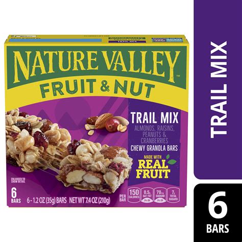 Nature Valley Chewy Fruit and Nut Granola Bars, Trail Mix, 6 Bars, 7.4 OZ - Walmart.com