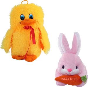 Macros Pack of 2 Cute Rabbit with Carrot & Duck Soft and Spongy Stuffed ...