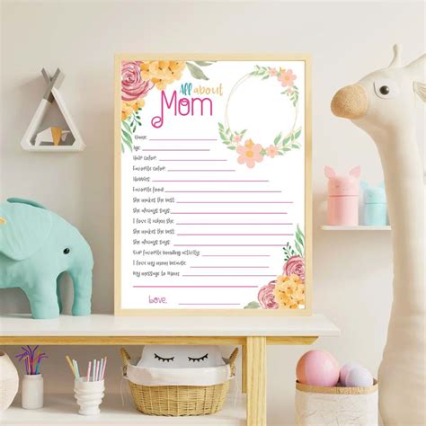 Printable Mother's Day Questionnaire for Kids