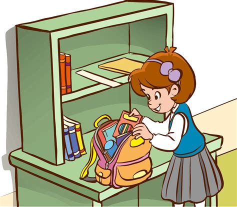 cute little girl preparing to go to school cartoon vector illustration 16825685 Vector Art at ...