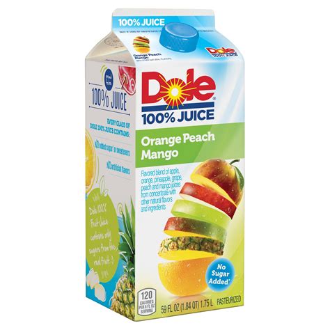 Dole 100% Juice Flavored Blend Of Juices Orange Peach Mango 59 Fl Oz ...