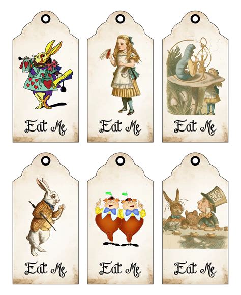Alice in Wonderland Eat Me Tags Printable | Alice in wonderland ...