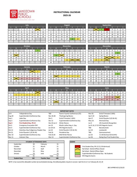 JAMESTOWN JPSNY School District Calendar 25-26 revised - EduCounty