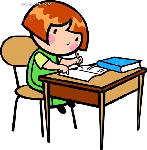 写字学习的女孩卡通画CDR素材免费下载_红动网