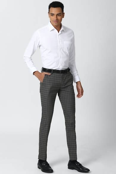 Buy Men Grey Check Formal Trousers Online - 617698 | Peter England