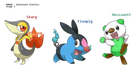 Gen 5 Alt-Type Starters [OC] : r/pokemon
