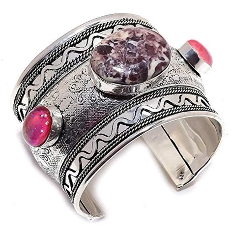 Buy Ishani Impex Unisex Cuff Cappuccino Jasper Gemstone Handmade 925 ...