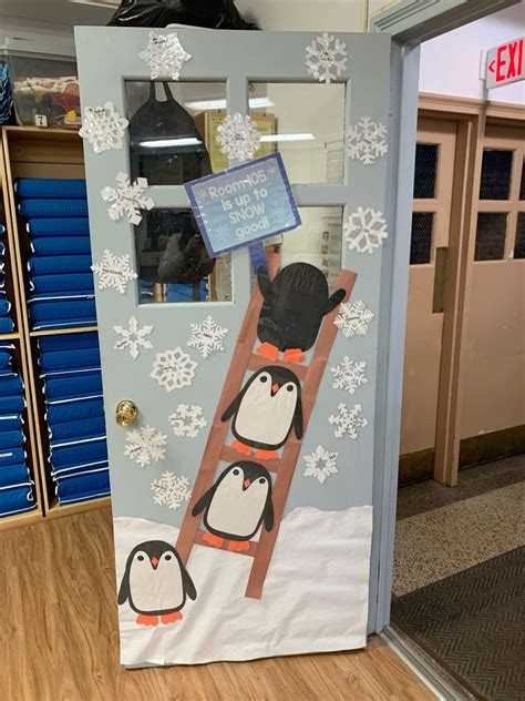 Winter classroom door with penguins and snowflakes | Winter classroom ...