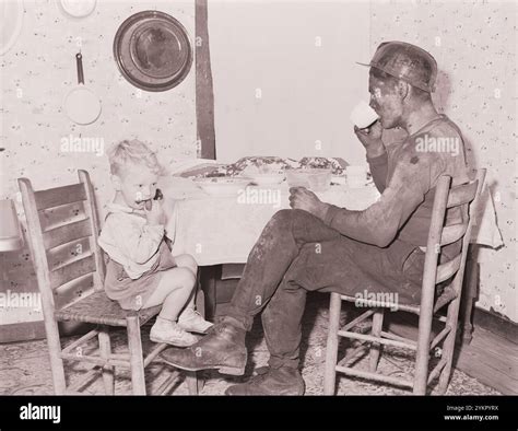 Vintage photo of American miners. Rufus Sergent, miner, and his son ...