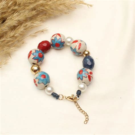 TFC Red Starry Ceramic Beads Chunky Bracelet