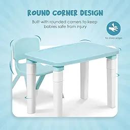 Buy Blue - Table and Chair Set for Kids – Strong & Durable Blue Plastic ...