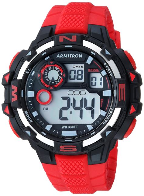 Armitron Sport Men's 40/8392RED Digital Chronograph Red Silicone Strap ...