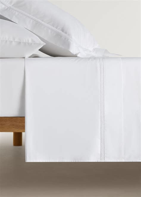 Percale cotton entrees flat sheet King bed - Home | MANGO Ireland