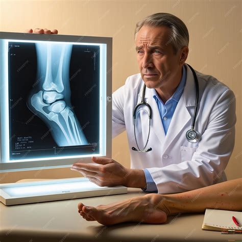 Gout treatment Arthritis joint in the ankle Doctor diagnoses swollen and inflamed foot joint ...