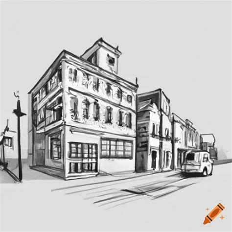 3 Point Perspective Buildings Sketch