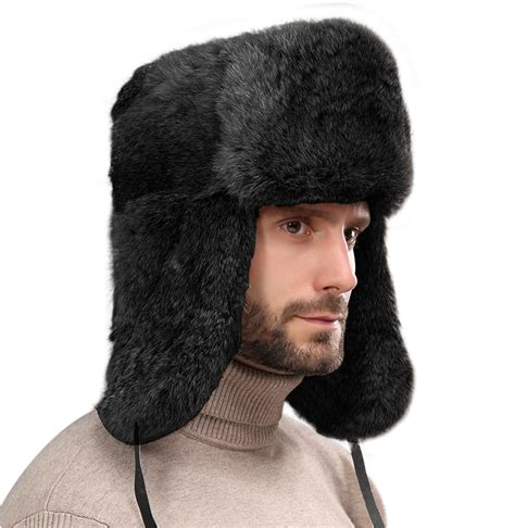 Men Women Faux Fur Trapper Hat Ushanka Windproof Russian Hat Hats Winter Thermal Snowmobile ...