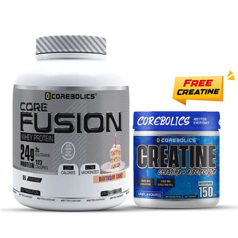 COREBOLICS CORE FUSION WHEY PROTEIN (2 KG , 55 SERVINGS) + Free Creati ...