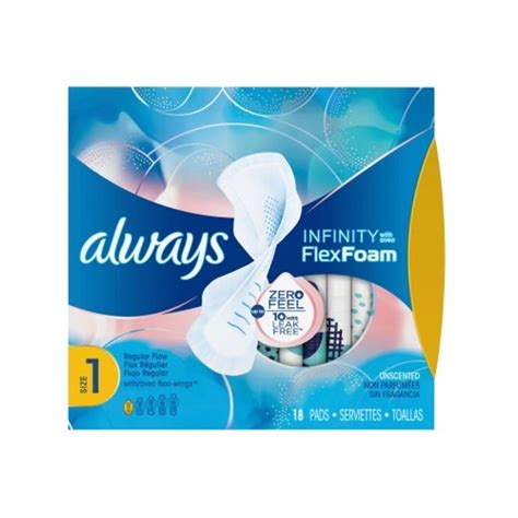 Always® Infinity Flex Foam® With Wings, Size 1, Regular Flow, Unscented ...
