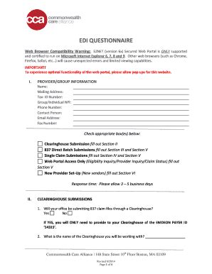 EDI Questionnaire - Blank Fillable Template | Fill Out, Print ...