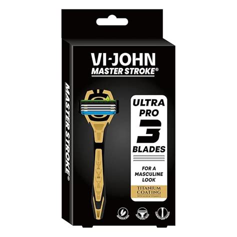 VI-JOHN Master Stroke Ultra Pro 3 Blade Shaving Razor for men with Aloe ...