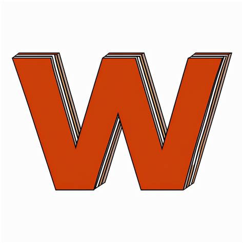 Vibrant Letter W Graphic with Striped Interior Design Monogram - Playground