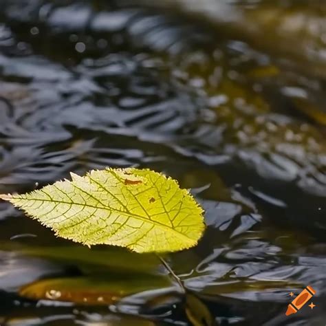 Close-up of floating leaves in a river on Craiyon