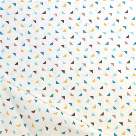 Tissu triangles bleu jaune coton - A&A Patrons
