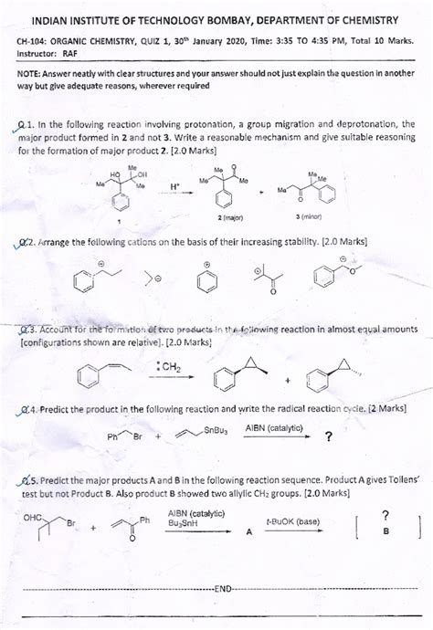 2019-20 Quiz 1 - This is the 2019 quiz 1 examination paper. - Chemistry ...