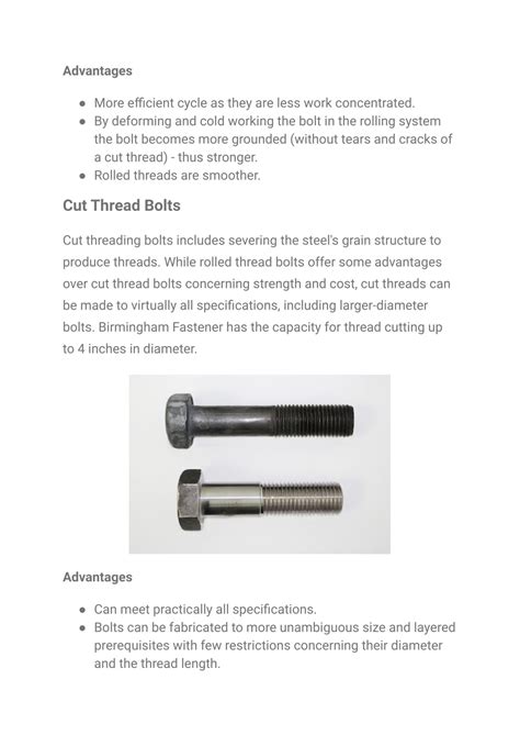 Image result for Rolled Thread vs Cut Thread