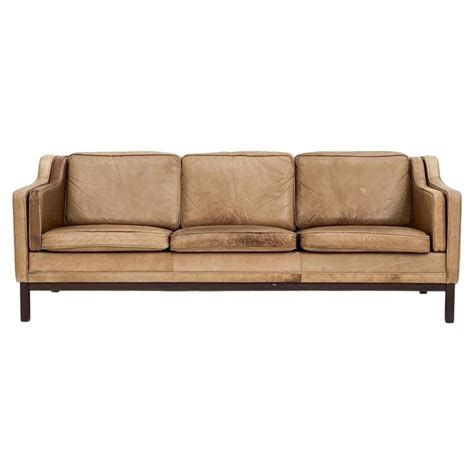 Mogens Hansen Mid Century Leather Loveseat For Sale at 1stDibs