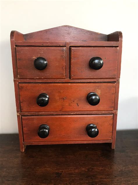 Antique Stained Pine Nest of Four Drawers - Sold - In the Shepherds Hut