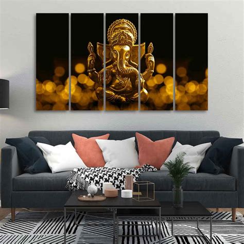 Auspicious Lord Ganesha Canvas Wall Painting of Five Pieces – Homcraft