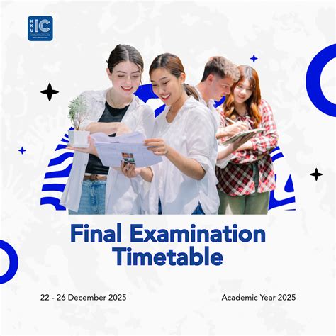 Final Examination Schedule for Semester 1, Academic Year 2025 - KKUIC