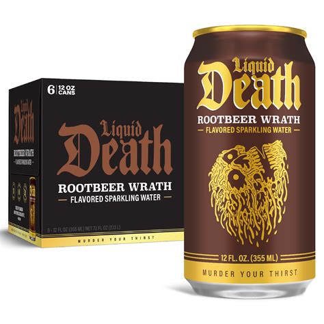 Liquid Death Sparkling Water Root Beer Flavored 12oz Cans 6-Pack ...