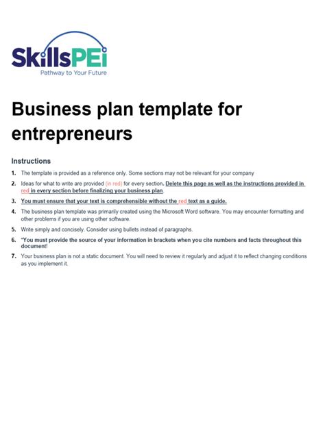 Self-Employment Business Plan Template 的图像结果