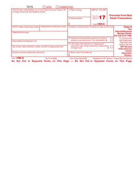 2017 Form IRS 1099-S Fill Online, Printable, Fillable, Blank - pdfFiller