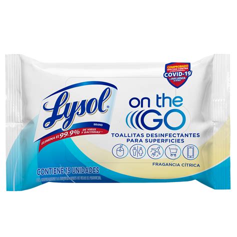 Lysol® Toallitas Desinfectantes para Superficies On The Go Fragancia ...