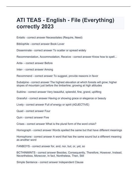 ATI TEAS - English - File (Everything) correctly 2023 - ATI Teas ...