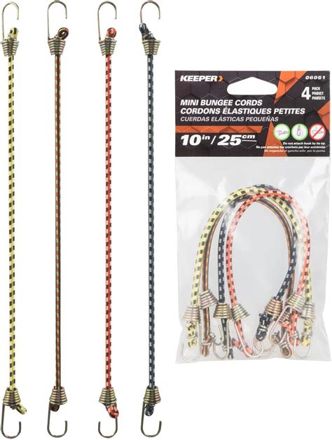 Keeper - 10” Mini Bungee Cords, 4 Pack - UV and Weather-Resistant ...