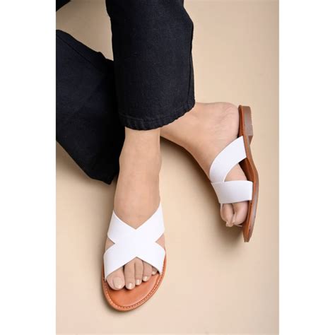 Buy Shoetopia Embellished Cross Strap White Flats for Women Online
