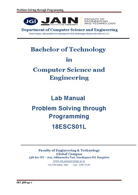 PSP Lab Manual - 1. Problem formulation, Problem Solving and Flowcharts ...