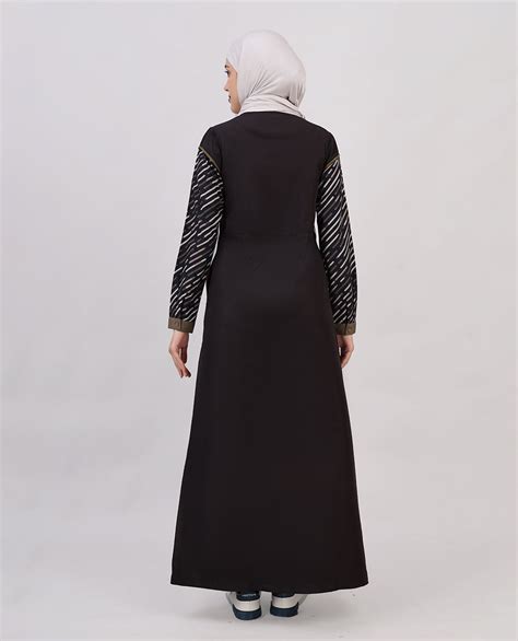Digital Black Full Front Open Jilbab – Sporty Modest Abaya – India ...