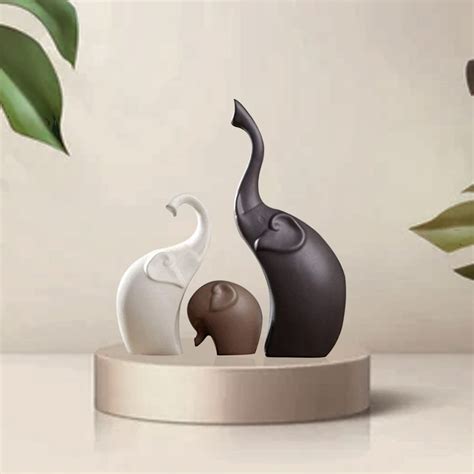Buy SRJANA Home Décor Elephant Family Matte Finish Ceramic Figurines ...