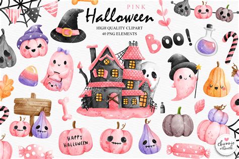 Pink halloween clipart | Illustrations ~ Creative Market